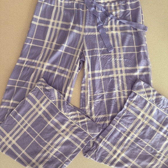 Purple Ultra Soft Material Velvety Checkered Lounge Pants/Pajamas Plaid - Picture 2 of 4